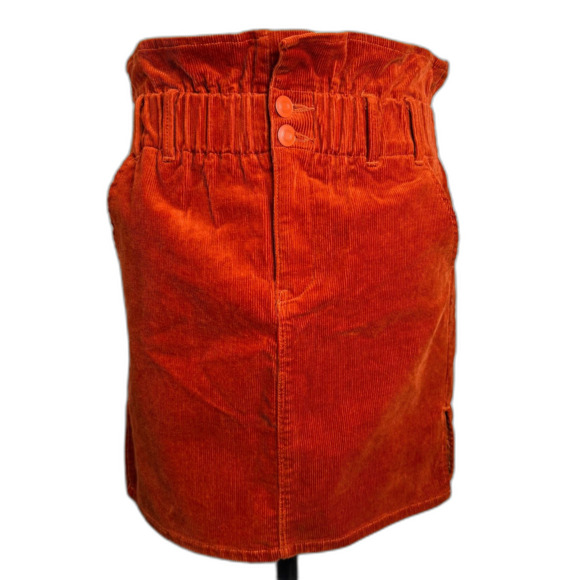 Shinestar Corduroy Mini Skirt, Rust Orange, Side Slits, Sz Medium, Buttons 2/$15 - Picture 1 of 10
